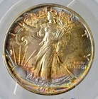 1945 Walking Liberty Half PCGS MS64 Color Toned Rainbow Rim
