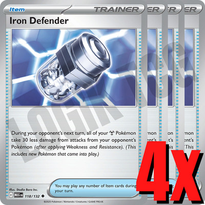 4x Iron Defender 118/132 x4 - Mega Evolutions - Pokemon TCG - Playset