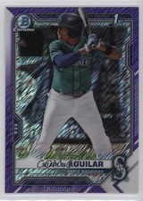 2021 Bowman Chrome Prospects Purple Shimmer Refractor 21/250 Starlin Aguilar nd3