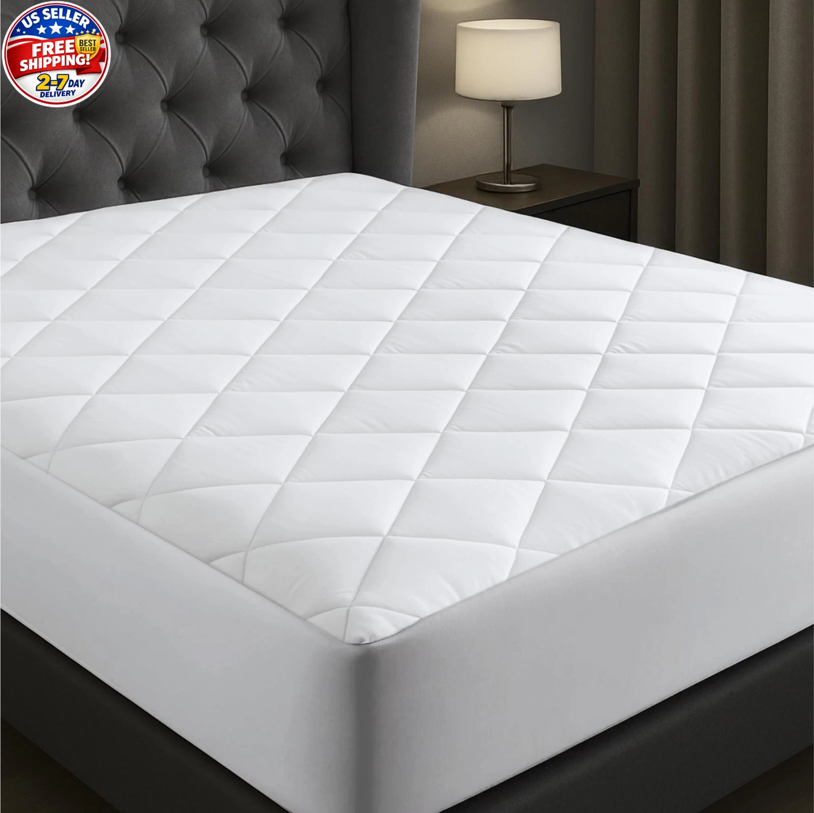 Niagara Cotton Mattress Pad Queen 60x80 - Non Noisy Cooling Queen, White