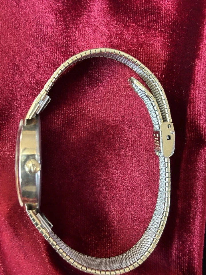 1950s Longines 10k Gold Plated Manual WristWatch Butterfly Clasp VTG PLUS BAG - Image 2 of 4