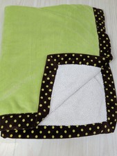 Koala Baby Blanket Babies R Us green plush brown dot trim cream sherpa back USED