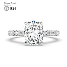 Ecushion Diamond Engagement Ring 14k White Gold Labgrown 3.35 Ct Solitaire