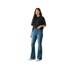 INC International Concepts Denim Pull On Flare Jeans Blue Stretch Size 10 30