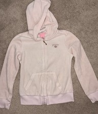 Juicy Couture velour kids zip up hoodie size 6 light pink Runs Small 