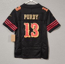 YOUTH Brock Purdy San Francisco 49ers 13 Black Stitched Jersey Sz M 10/12 NWT
