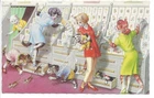 VINTAGE Postcard     ALFRED MAINZER CATS - #4989  -  CHAOS AT THE CARD DISPLAY