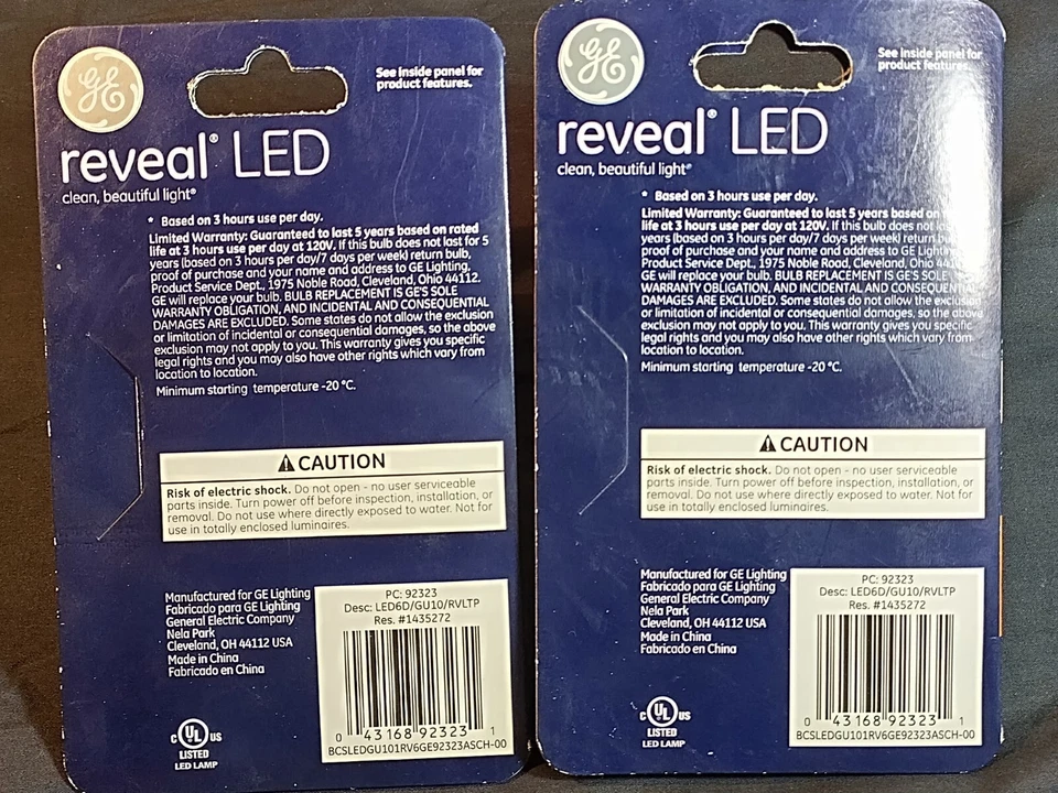 NIB GE Two Pack of GU10 5.5w LED Bulbs 50w Incandescent Equivalent - Image 3 of 3