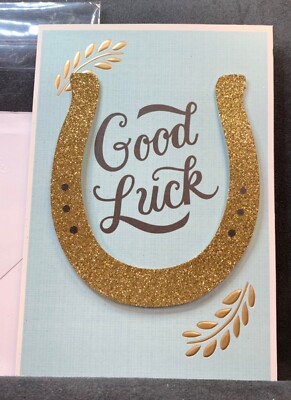Hallmark Golden Horseshoe Good Luck Card! Best Wishes!