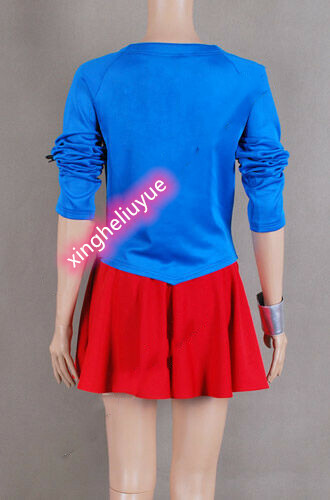 Nuovo Costume Cosplay Gonna Rossa Camicia Blu Supergirl Fumetti Uniforme Tuta - Foto 5 di 9