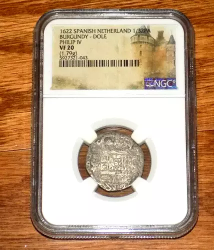 NGC 1622 SPANISH NETHERLANDS 1/32 PA BURGUNDY - DOLE VF 20 VF20 Graded Coin