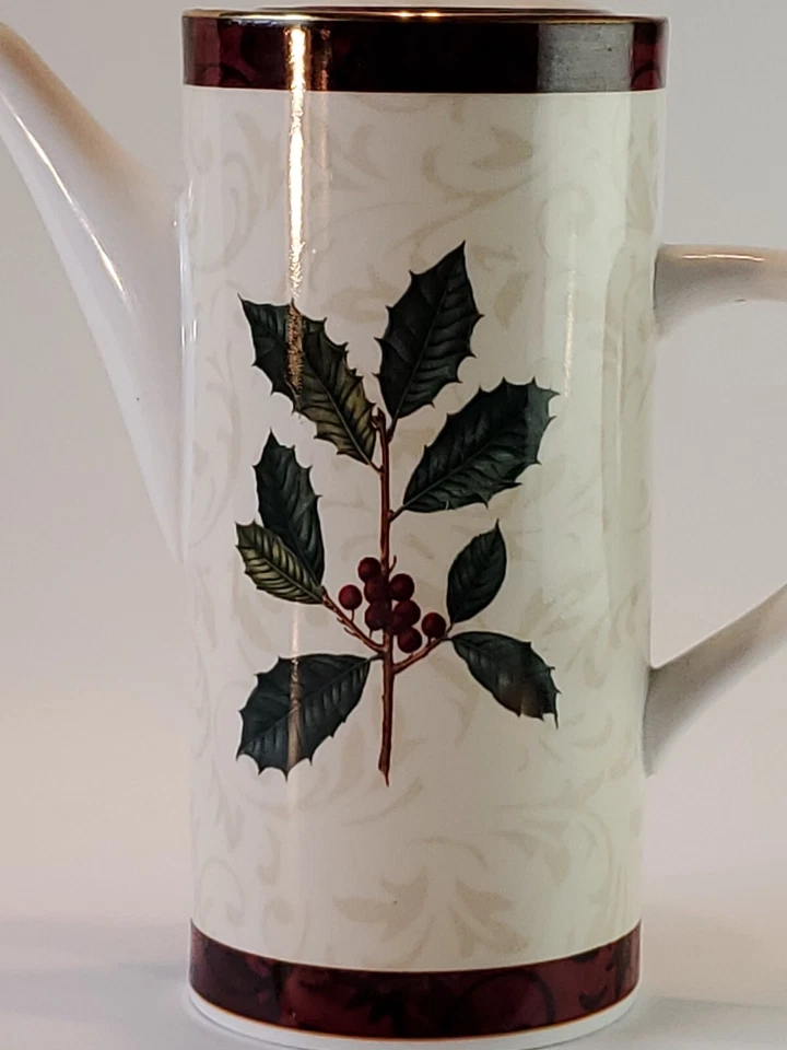 Olla de café/té/chocolate Hallmark Sakura 9" Navidad 1999 Holly&Berries Usada en Excelente Condición Foto 3 de 4