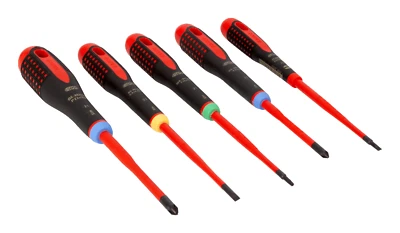 Bahco BE-9872SL ERGO 5 Piece Slim VDE Insulated Screwdriver Set Slot, Pozi, Torx