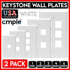 2 Pack Keystone Wall Plate RJ45 Network Keystone Jack Face Plate White Wallplate