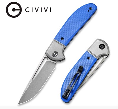 CIVC2018B CIVIVI Trailblazer Blue 14C28N Blade G-10 Handle Slip Joint Clip