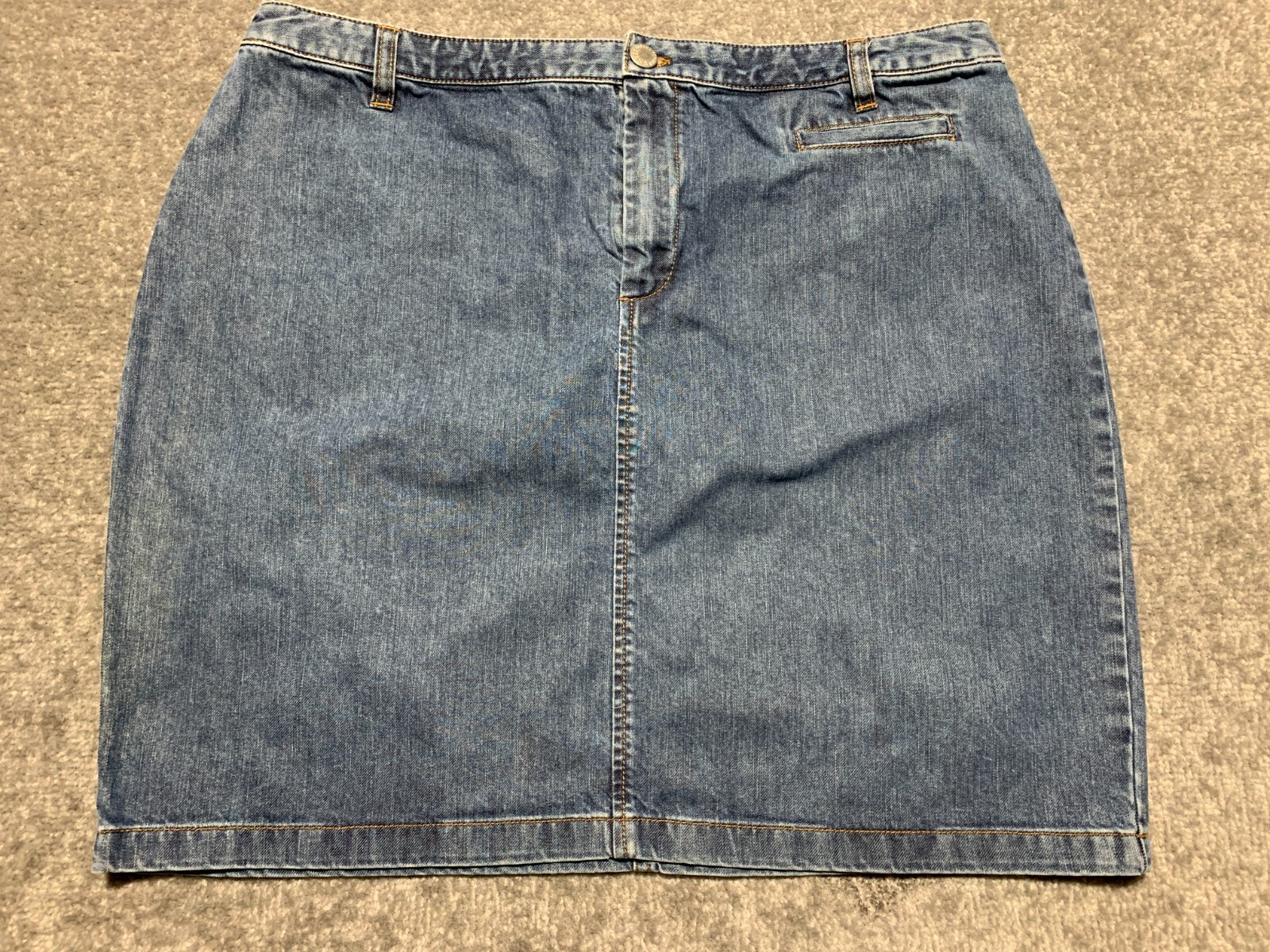 Banana Republc Women Denim Mini Jean Skirt Size 14 Blue Pockets Y2K VINTAGE