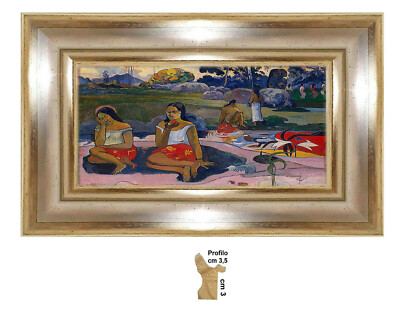 Stampa di Gauguin,Nave Nave Moe, con Cornice in legno Argento e mistura