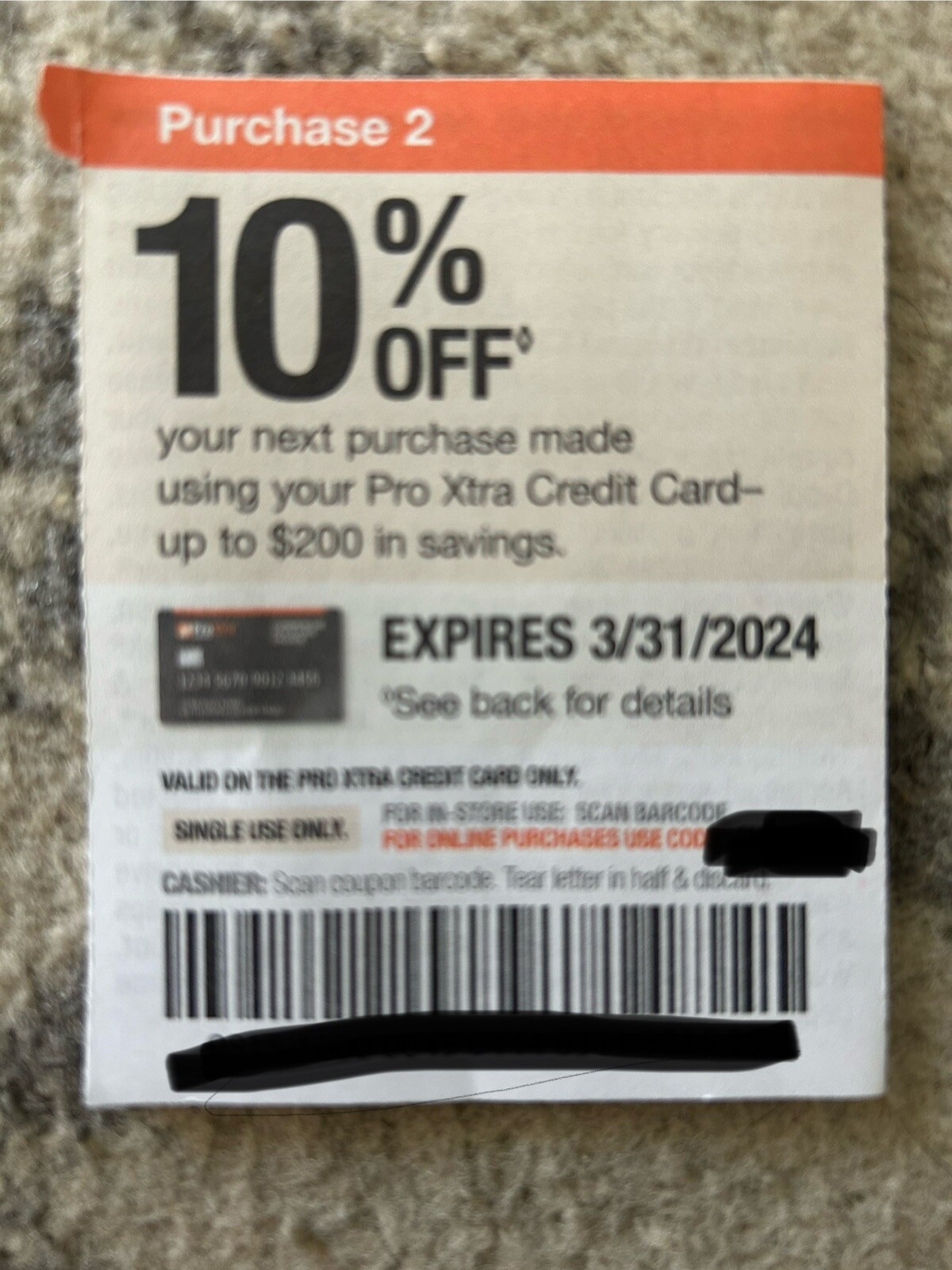 Home Depot Coupon 10 Off Expires 3/31/2 eBay