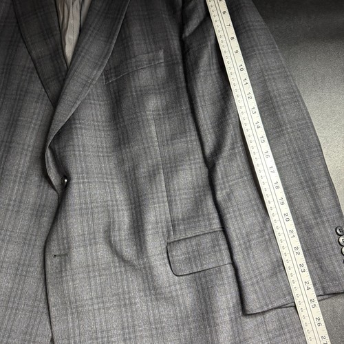 Jos A Bank Men's 52R Sport Coat Blazer Jacket Gray Wool 2-Button Check - Picture 5 of 11