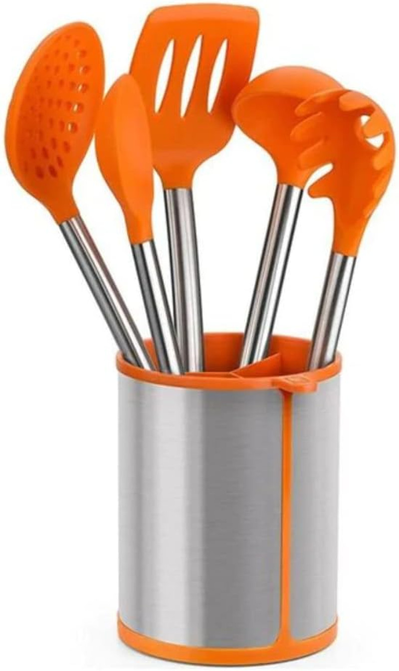 Efficient Set in Acciaio Inox, Nylon/Silicone, Colore Arancione, Set Di 5 Utensi