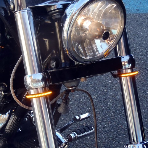 Universal Switchback White/Amber LED DRL Turn Signal Lights Strips, Motorcycles - Picture 8 of 12