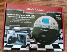 STUDEBAKER CD PLAYER PINK  BLACK WIRELESS FM SEALED BOX SB3705PB PINK EARBUDS