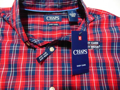 Chaps Easy Care Red Plaid Button Down Long Sleeve Shirt Nwt - Picture 2 of 9