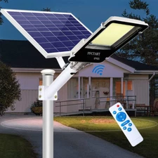 3000W Commercial Solar Street Lights Outdoor Flood Light Dusk to Dawn Lamp +Pole