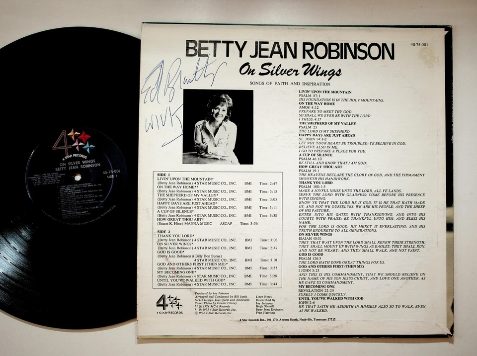 Betty Jean Robinson On Silver Wings LP Signed to Ed Brantley WIVK Radio - Image 2 of 2