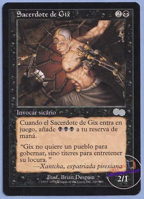 Priest of Gix Spanish Mtg MISPRINT. Flavor text is in rules text font - Imagen 1 de 4