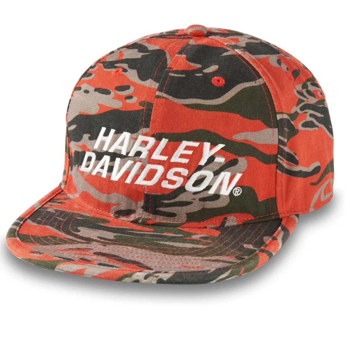Harley Davidson Hat Cap Mens Snapback Orange Green Camo Hunting Outdoor New