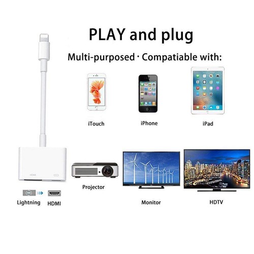 Lighting to HDMI Cable Adapter, 4k 60Hz Lighting Digital AV Adapter Converter - 第 2/6 張圖片