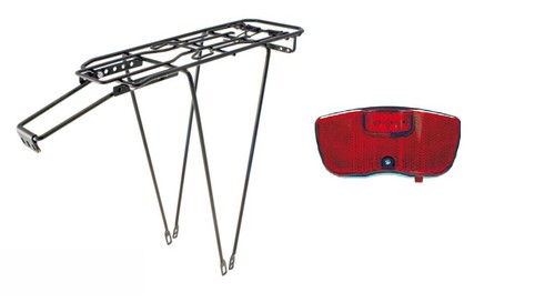 Portapacchi Anteriore Bici 26-28 Pollici - Acciaio Silver, Per MTB E City Bike, Con Predisposizione Faro