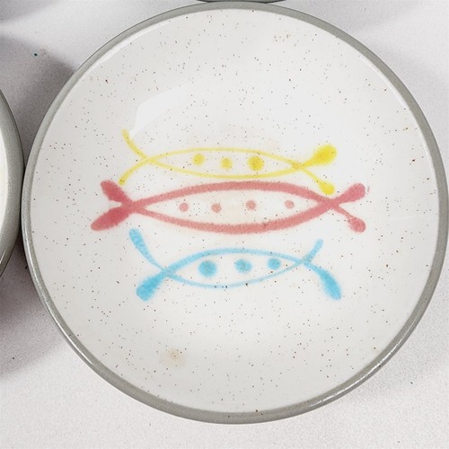 4 cuencos de postre de gres atómicos para peces marinos Harkerware vintage - 5 1/4" - Imagen 3 de 10