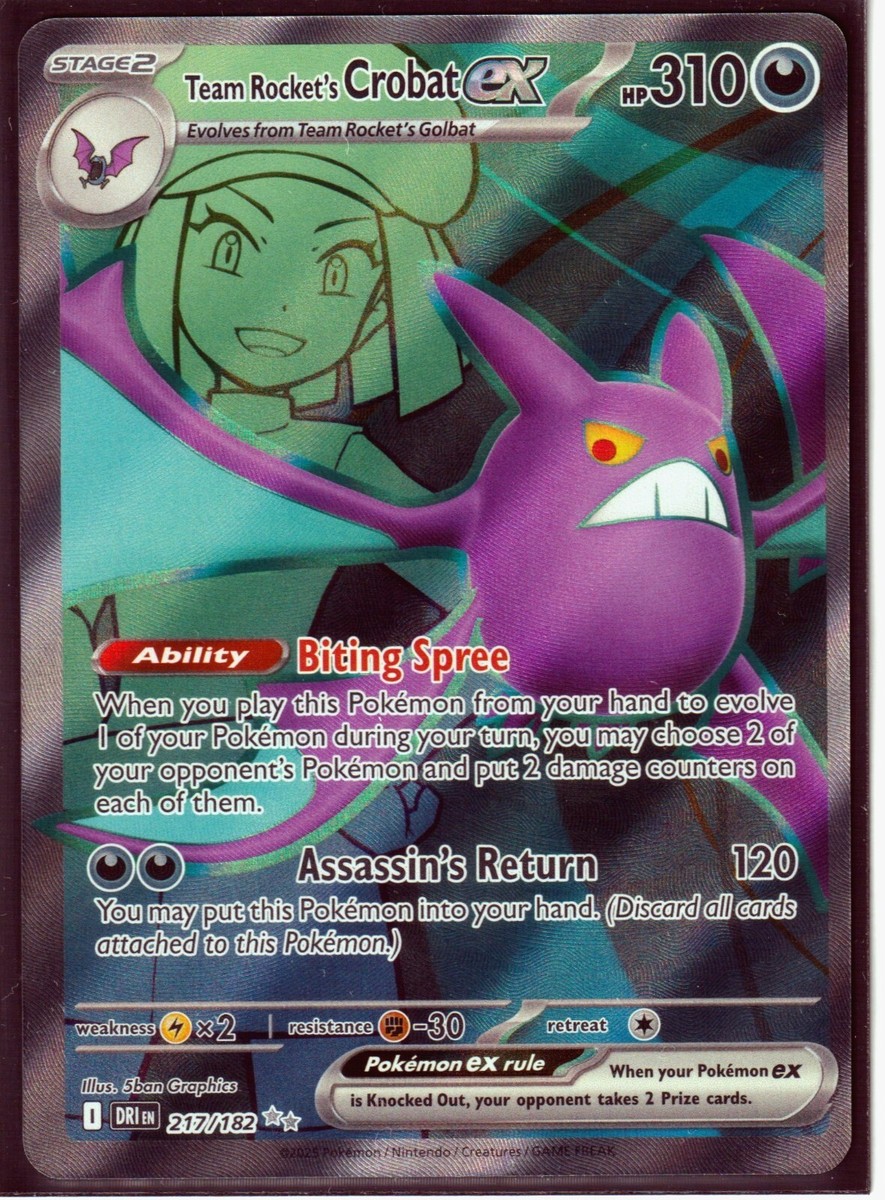 POKEMON Team Rocket's CROBAT ex 217/182 DESTINED RIVALS- FULL ART