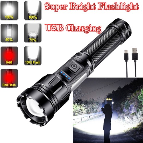 1000000 Lumen LED Flashlight Zoom Rechargeable Torch Outdoor Camping Hiking Lamp - Picture 3 of 15