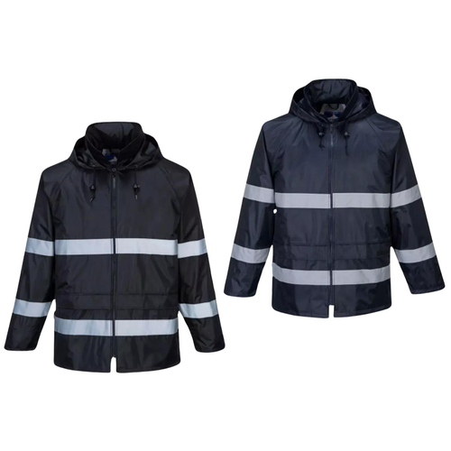 Portwest Hi Vis Classic Iona Rain Jacket Lightweight Waterproof Hooded Coat-F440 - Picture 9 of 12