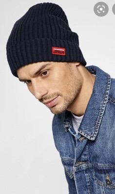 Superdry Beanie Hat Wiseman Logo Mens 