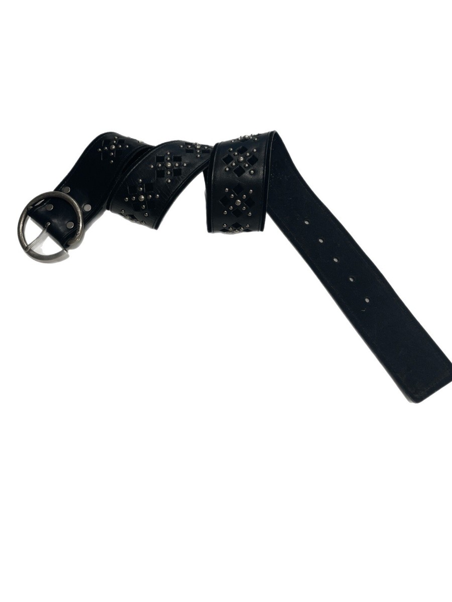 Vintage Calvin Klein Wide Black Leather Silver Studded Belt  display picture 3