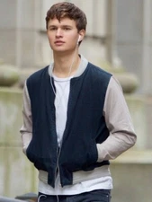 Men's Baby Driver Movie Ansel Elgort Cosplay Varsity Bomber Cotton Jacket