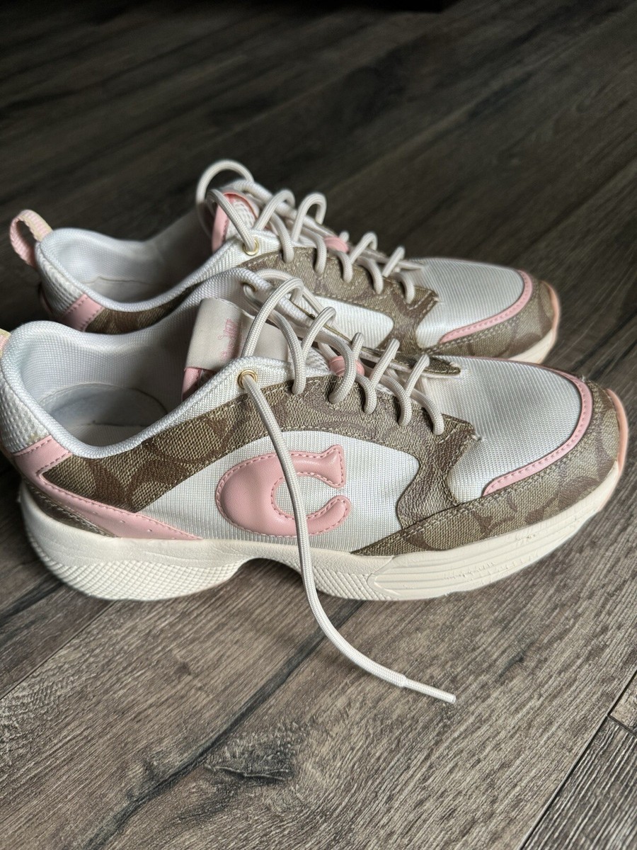 Coach Women C275 Sig Tech Runner Khaki Light Pink C1071+box 9 B