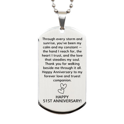 51st Anniversary Necklace - 51 Years Anniversary Gift for Him or Her - Couples D