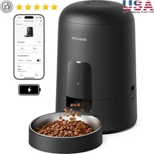 Smart Cat Feeder Wifi App Control Rechargeable Battery Easy Clean Lock Lid New