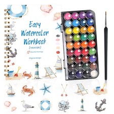 Watercolor Workbook 36 Colors,12 Ocean Designs,with Palette Brush