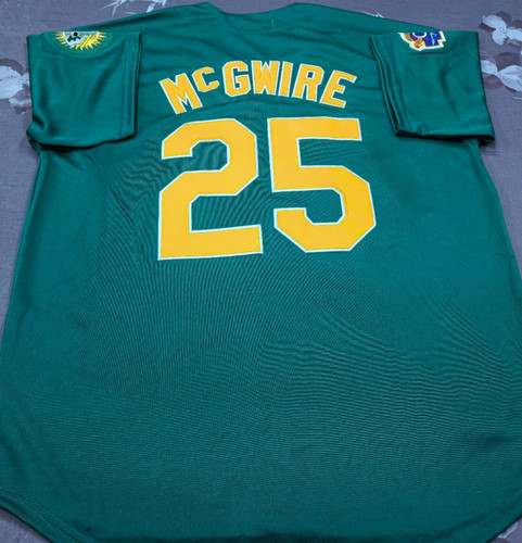 VINTAGE Mark McGwire #25 Athletics Throwback Green Sewn Stitched Jersey.