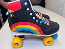 Pattini a rotelle No Fear retrò quad nero arcobaleno UK 3 (EU 36) o UK 7 eccellenti