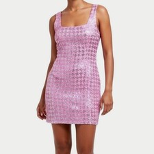 PrettyLittleThing Pink Sequin Mini Tank Dress Sparkle Party Clubwear