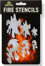 LiME LiNE 6-Piece Realistic Fire Airbrush Stencil Kit - Automotive Custom Paint