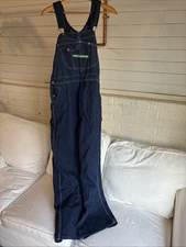 Key Imperial Bib Overalls Mens 44 X 30 Blue Jean Workwear Carpenter Pockets