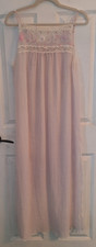 Vintage Miss Dior Pink Negligee Nightgown Embroidered Lace Sheer Side Slit